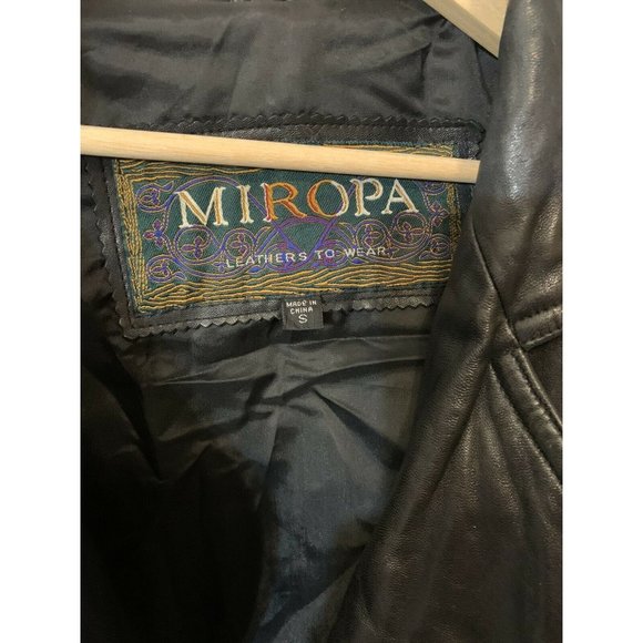 Vtg Miropa Black Leather Jacket Men’s Sz S - Picture 2 of 12
